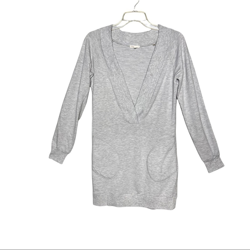 Vince Deep V-Neck Sweatshirt Tunic Dress